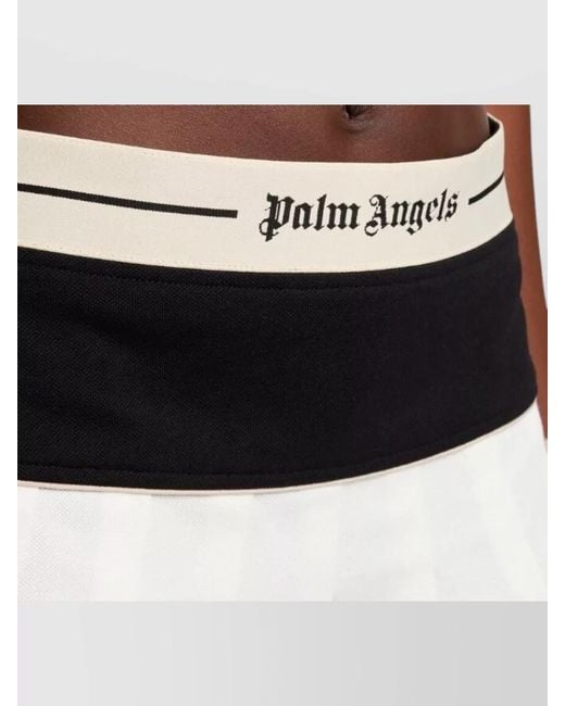 Palm Angels White Logo Skirt Straight Cut Contrast Waistband