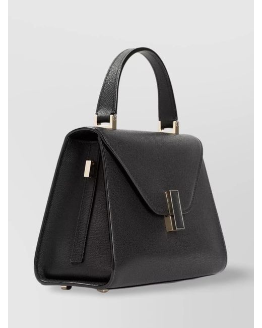 Valextra Black Top Handle Structured Tote Bag