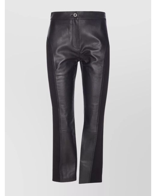 Pinko Gray Leather Slim-Fit Trousers