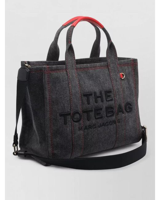 Marc Jacobs Black Denim Medium Tote Double Handle Strap