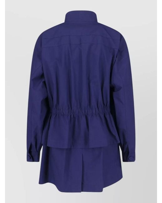 Fendi Blue Cotton Midi Parka Jacket
