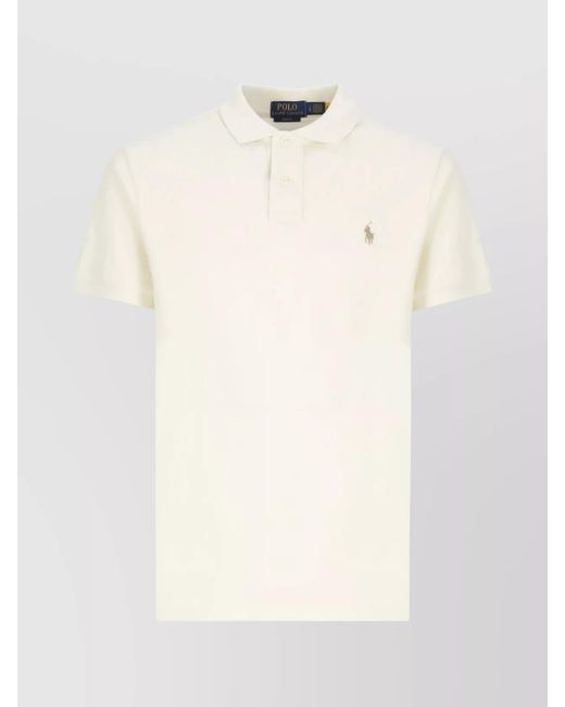 Ralph Lauren Natural Cotton Polo Shirt With Short Sleeves And Collar for men