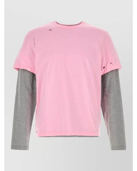 GIMAGUAS Pink Two-Tone Cotton T-Shirt for men