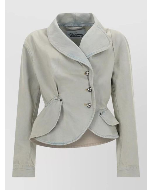 Vivienne Westwood Gray Tailored Jacket Asymmetric Hem Peplum Waist