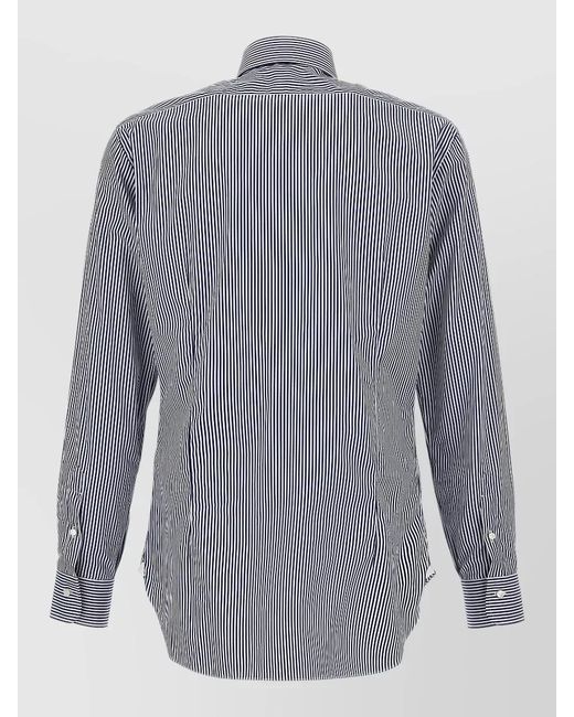 Barba Napoli Blue Shirt Button Down Collar Striped Pattern for men