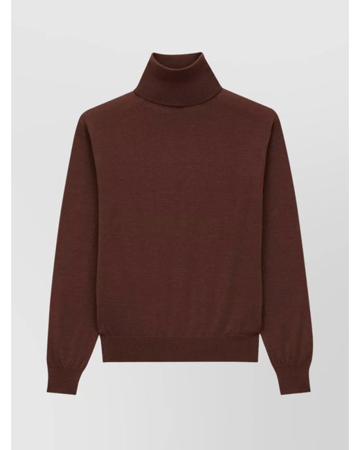 Saint Laurent Brown Cashmere Wool Silk Turtleneck Jumper