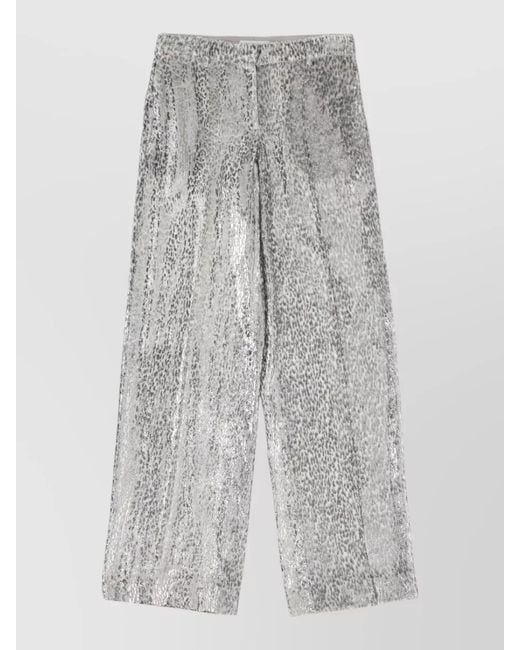 Stella McCartney Gray Silk Wide-Leg Trousers