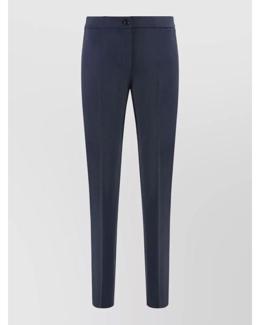 Pinko Blue Viscose Blend Tailored Trousers Belt Loops