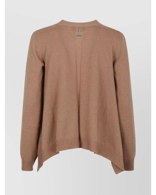 McQueen Brown Cashmere Oversized V-Neck Ribbed Cardigan