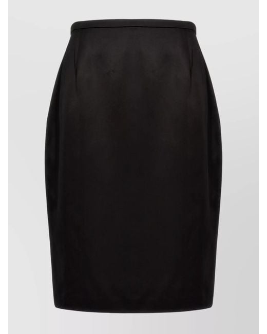 Saint Laurent Black Satin Pencil Skirt