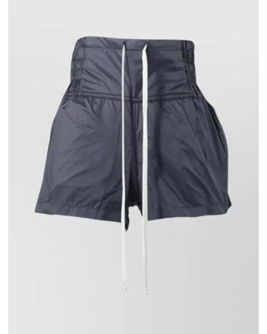 Rick Owens Blue Leather Short Shorts
