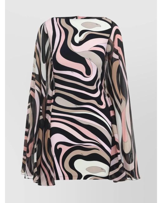 Emilio Pucci Black Marmo Print Silk Kaftan