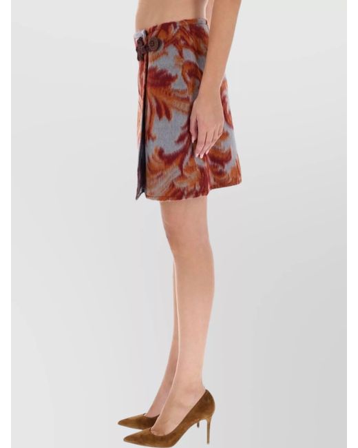 Etro Red Wool Wrap Skirt