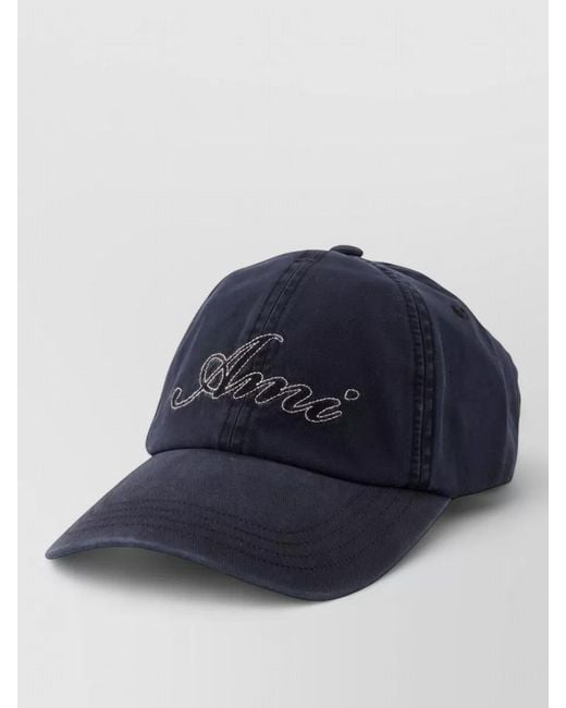 AMI Blue Ami Logo Cap Structured Cotton Silhouette