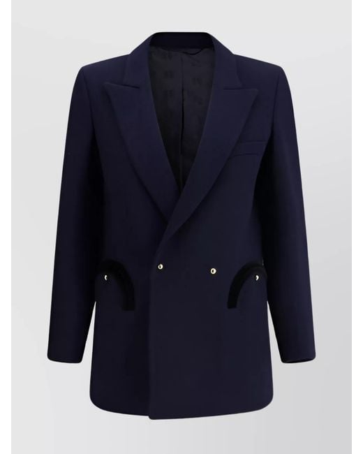 Blazé Milano Blue Wool Jacket Velvet Pockets