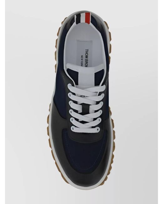 Thom Browne Black Cotton Letterman Sneakers for men