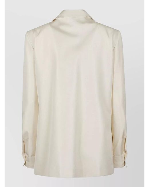 The Row Natural Lucetta Long Sleeve Shirt Jacket Pockets