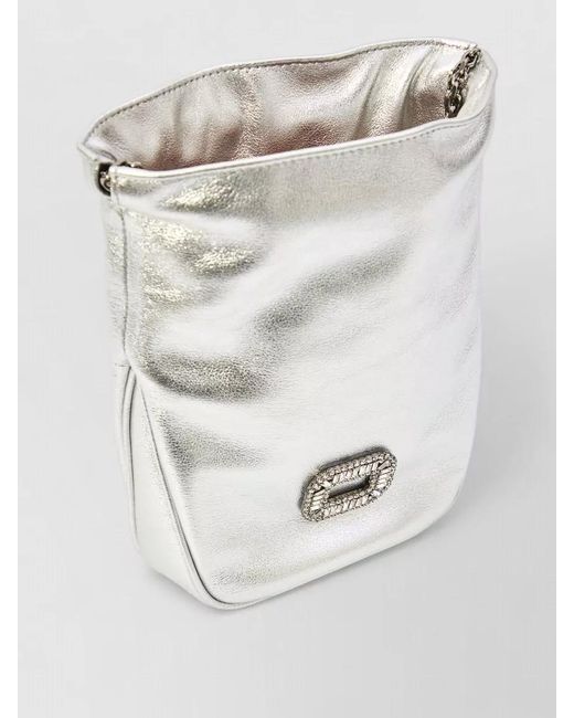 Roger Vivier Gray Metallic Leather Nano Pilgrim Crossbody Bag