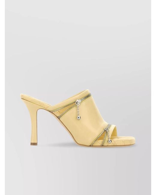 Burberry Metallic Leather Peep-Toe Mules