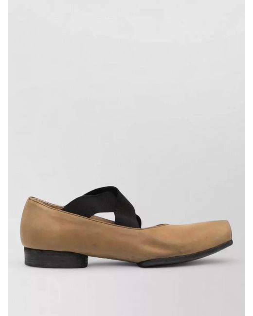 Uma Wang Brown Ballet Flats Calfskin Suede Crisscross Straps