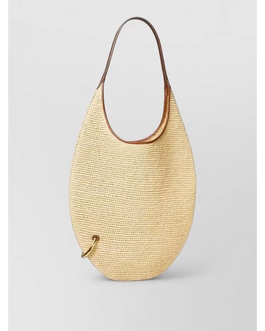 Tory Burch Natural Pierced Raffia Shoulder Bag Large Size