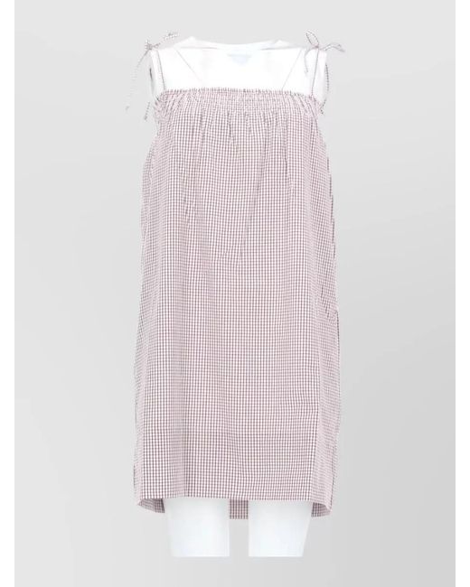 A.P.C. Pink Checkered Dress Sleeveless Tie Shoulder Straps