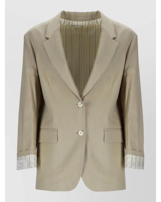 Alysi Natural Linen Blend Blazer Jacket Notch Lapel