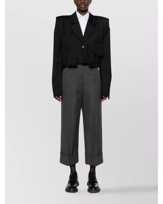 Thom Browne Gray High-Rise Straight-Leg Cropped Trousers