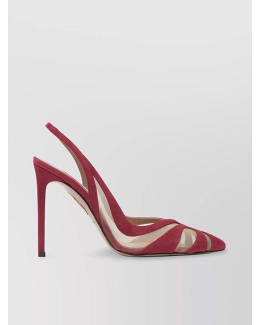 Aquazzura Pink Mesh Panel Pointed Toe Stiletto Heel Suede Finish