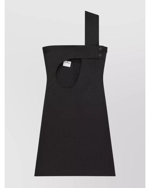 Courreges Black One-Shoulder Cutout Mini Dress