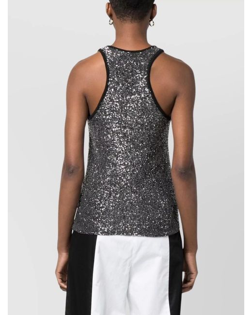 Fabiana Filippi Black Sequin-Embellished Knitted Sleeveless Tank Top