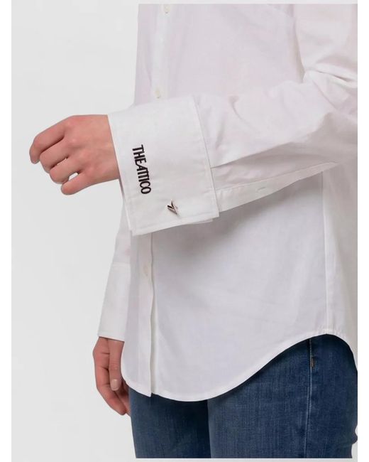 The Attico White Slim Fit Poplin Shirt Padded Shoulders