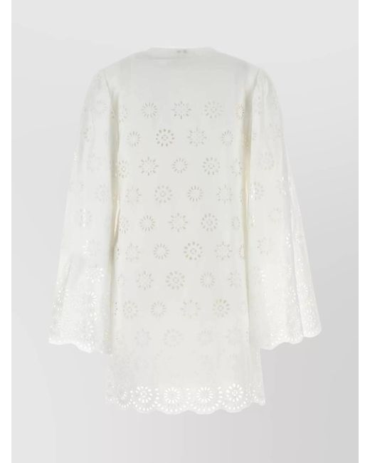 Chloé White Cotton Broderie Anglaise Mini Dress