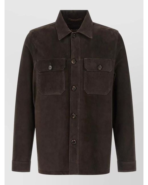 Moorer Black Klaus Overshirt Jacket Buttoned Cuffs Pockets for men