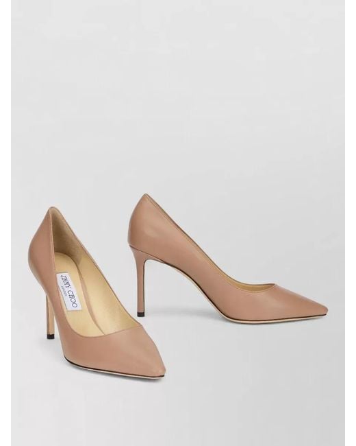 Jimmy Choo Natural Romy 85 Leather High Heel Pumps