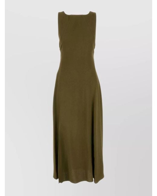 Fendi Green Halterneck V-Neck Midi Dress