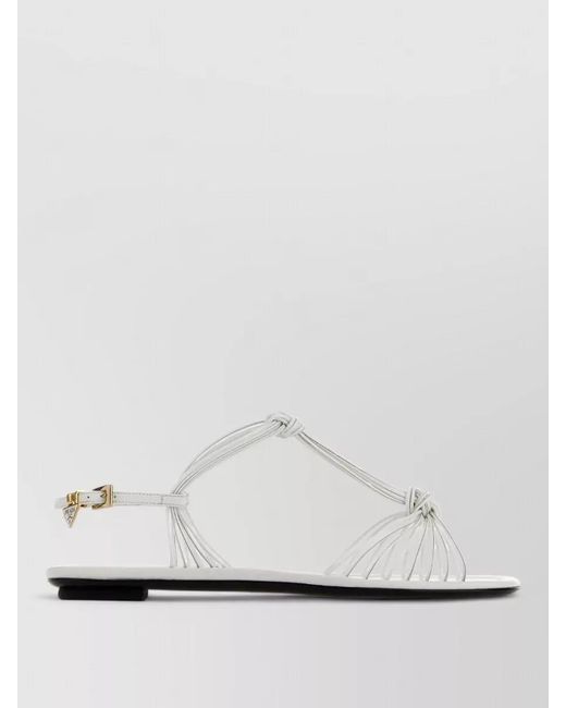 Prada White Leather Flat Sandals Open Toe Strappy