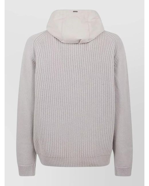 Herno Gray Wool Hoodie for men