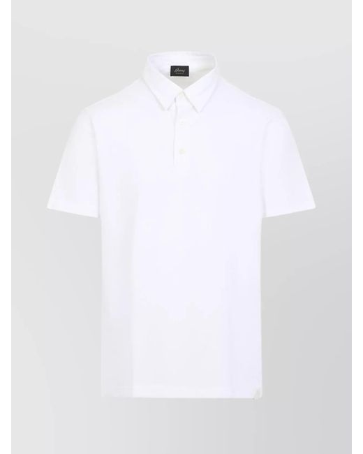Brioni White Pointed Collar Polo Shirt for men