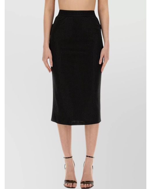 Versace Jeans Couture Black Crystal-Embellished Fitted Skirt