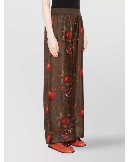 Uma Wang Brown Printed High-Rise Wide-Leg Trousers