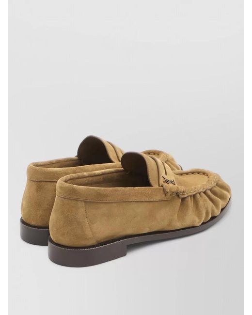 Saint Laurent Natural Signature Suede Loafers Round Toe Design