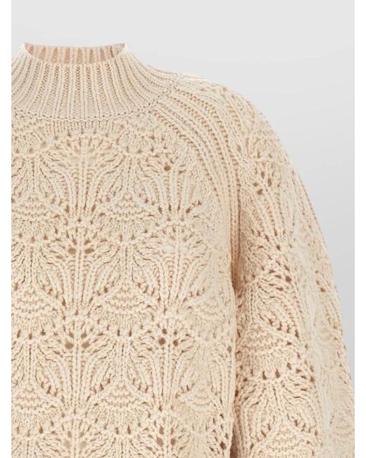 Zimmermann Natural Wool Cable-Knit Turtleneck Sweatshirt