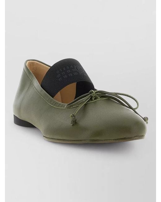 MM6 by Maison Margiela Green Anatomic Numeric Bow Detail Casual Ballerinas