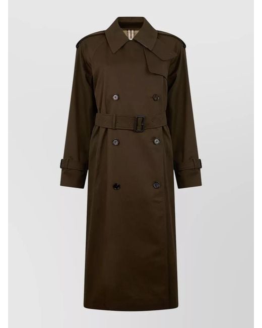 Burberry Brown Trench Coat Long Belted Waist Detail