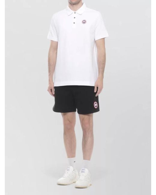 Canada Goose White Cotton Polo Shirt Short Sleeves Three Buttons for men