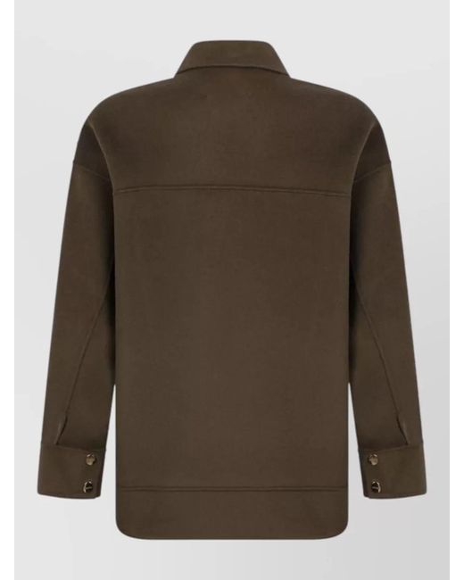 Max Mara Brown Quilted Vest Coat Long Sleeves Nylon Silk