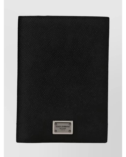 Dolce & Gabbana Black Leather Passport Holder for men