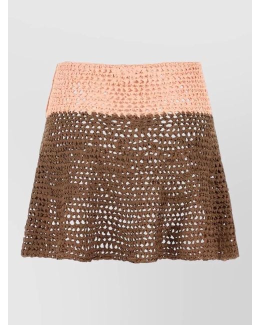 Loewe Brown Crochet Mini Skirt Ibiza Style