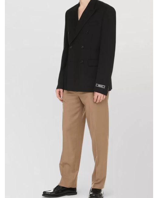 Versace Black Wool Blazer Double Breasted Tailored Cut for men